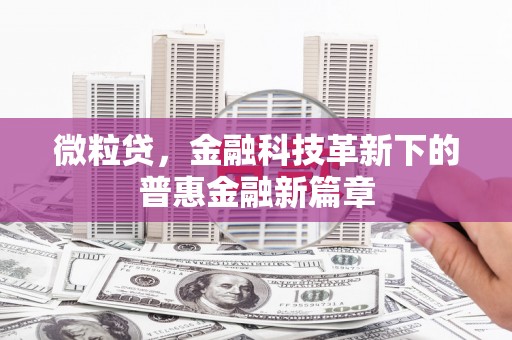 归仁微粒贷，金融科技革新下的普惠金融新篇章